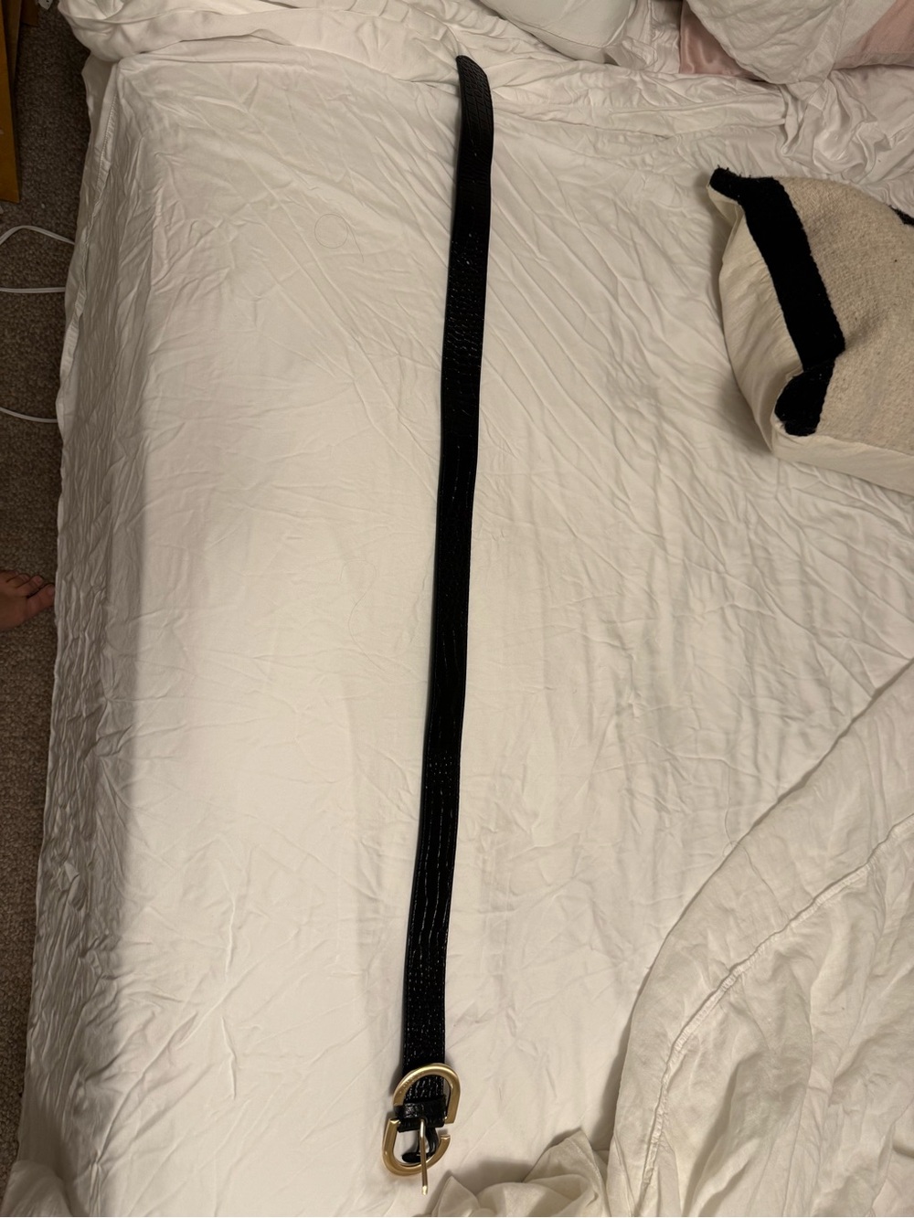 Black Leather Belt with Gold Buckle